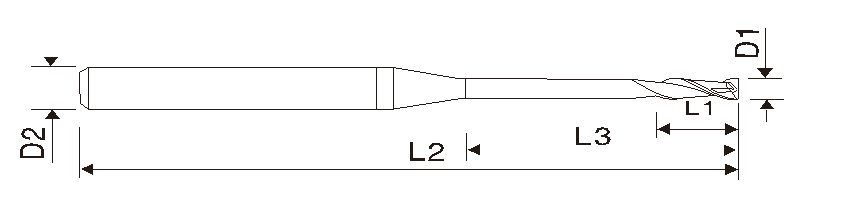 Концевая фреза (2 зубья, микро, с удлинённой шейкой, EMA13)