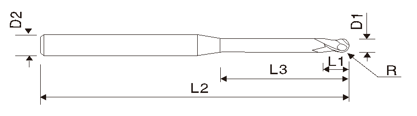 Концевая фреза (2 зубья, микро, с удлинённой шейкой, EMA14)