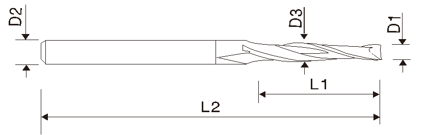 Концевая фреза (2 зубья, коническая шейка, EMA15)
