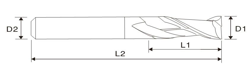 Концевая фреза (два зубья, длинная, EMA02)