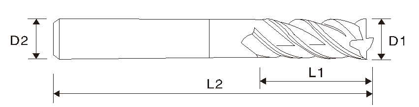 Концевая фреза (4 зубчика, квадратного сечения, EMT03)