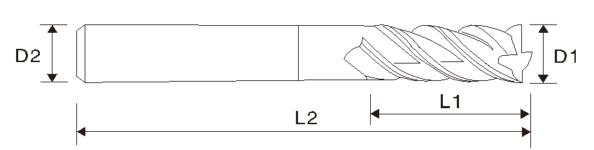 Концевая фреза (4 зубчика, удлинённая, EMT04)