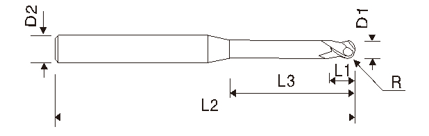 Сферическая концевая фреза (2 зубца, микро, EMB12)