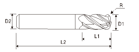 Концевая фреза (4 зубца, радиусная, EMB09)