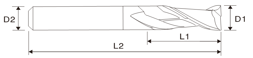 Концевая фреза по металлу (2 зубца, EMC02 X5070)