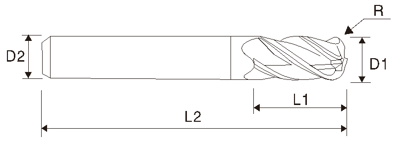 Концевая фреза (4 зубца, радиусная, удлинённая, EMC10 X5070)