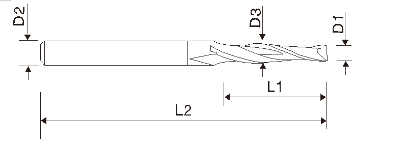 Твёрдосплавная конусная фреза (2 зубца, со спиралью, EME10)