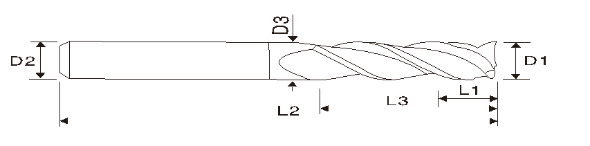 Концевая фреза с алмазным покрытием (2 зубца, с шейкой, EMFC.01)