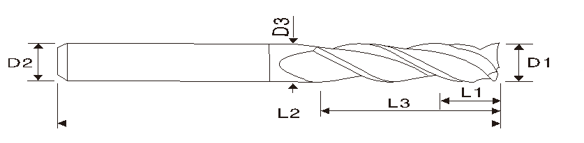 Концевая фреза с алмазным покрытием (4 зубца, с шейкой, EMFC.02)